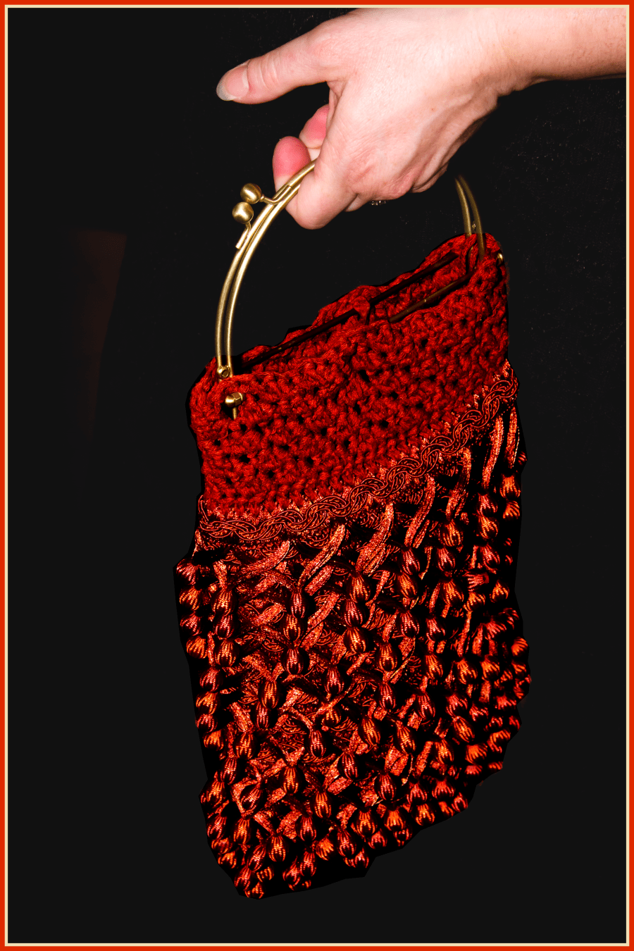 Crochet Flapper Purse in Silk and Rust