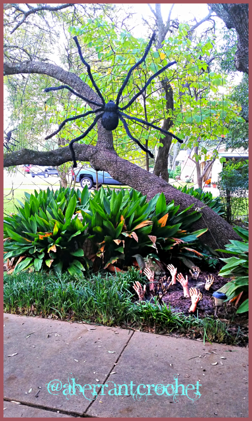 Doctor Who Hand Mines For Halloween Props Next To My Crochet Spider Web - by Aberrant Crochet