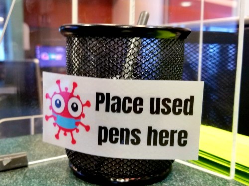 Place used pens here.