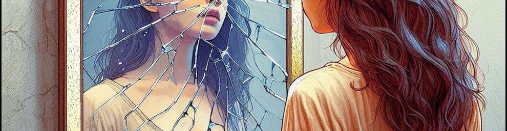 cracked mirror girl imperfect reflection